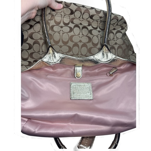 Coach Brown Floral Appliqué Tote Bag Like new! 2010 - Picture 5 of 9